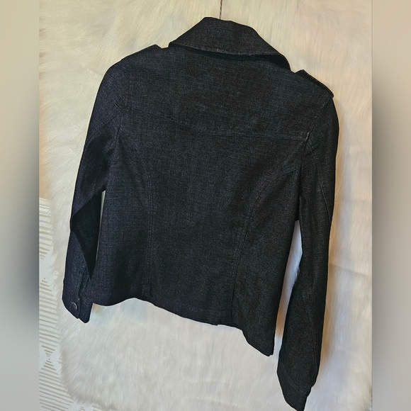 Red Star Dark Wash Denim Cropped Doublebreasted Jacket - Picture 4 of 7